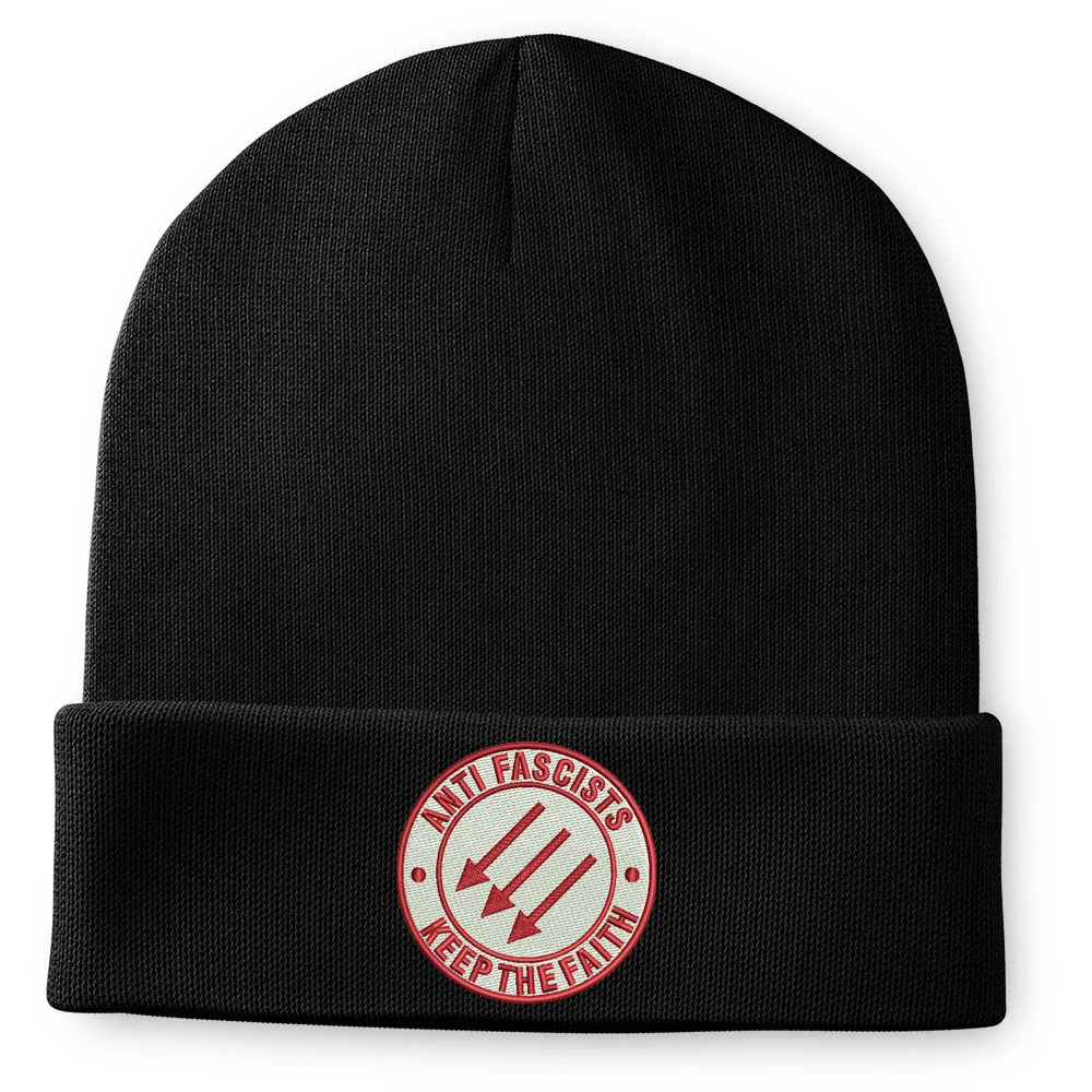 Anti Fascists Keep The Faith Embroidered Beanie Hat 1 Anti Fascists Keep The Faith Embroidered Beanie Hat
