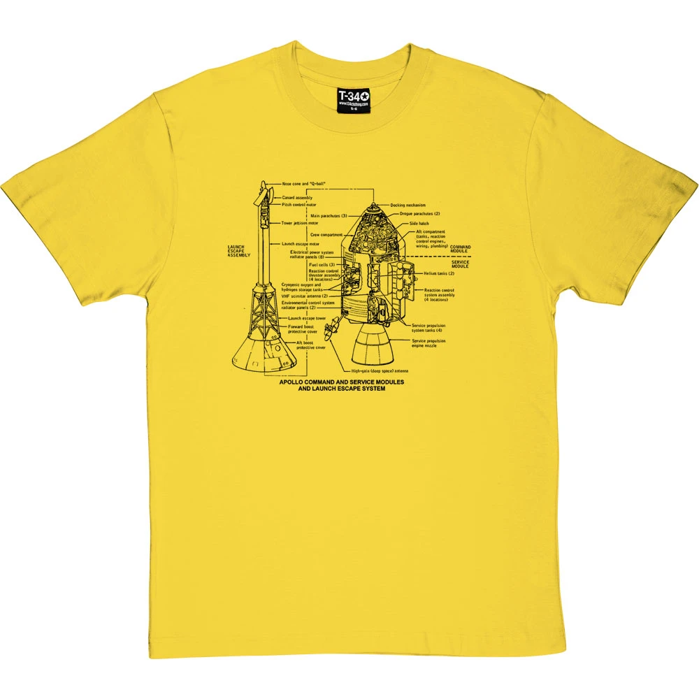 Apollo Command And Service Module Diagrams T-Shirt 16 Apollo Command And Service Module Diagrams T-Shirt - Image 16