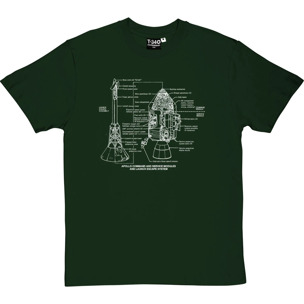 Apollo Command And Service Module Diagrams T-Shirt 8 Apollo Command And Service Module Diagrams T-Shirt - Image 8
