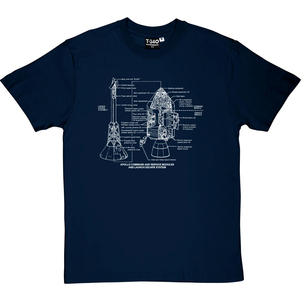 Apollo Command And Service Module Diagrams T-Shirt 9 Apollo Command And Service Module Diagrams T-Shirt - Image 9