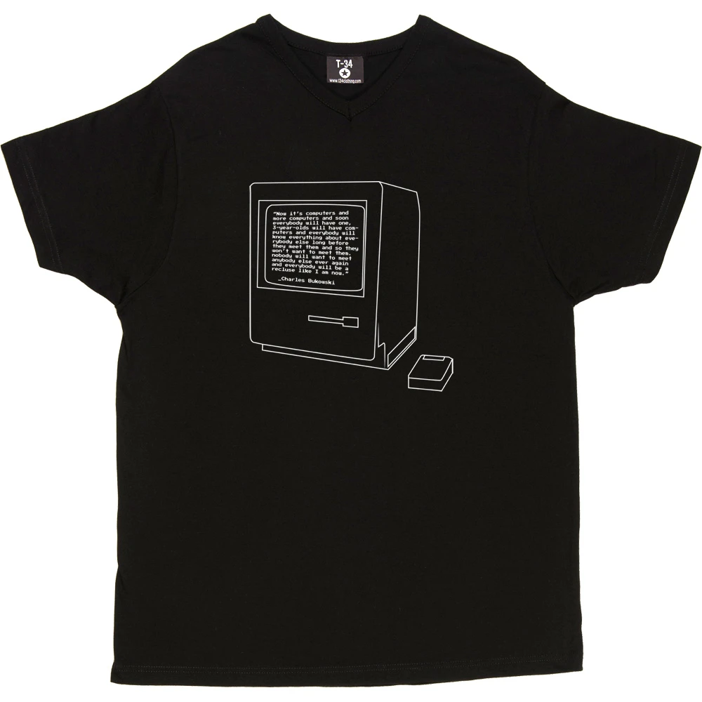 Charles Bukowski "Computers" Quote T-Shirt 3 Charles Bukowski "Computers" Quote T-Shirt - Image 3