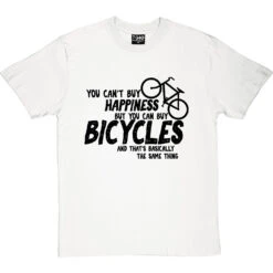 You Can't Buy Happiness But You Can Buy Bicycles T-Shirt -Tshirt Store buy bikes tshirt 1 whitetshirt