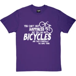 You Can't Buy Happiness But You Can Buy Bicycles T-Shirt -Tshirt Store buy bikes tshirt 2 purpletshirt
