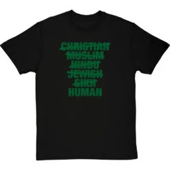 Christian, Muslim, Hindu, Jew, Sikh, HUMAN T-Shirt -Tshirt Store christian muslim tshirt 121 blacktshirt
