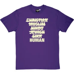 Christian, Muslim, Hindu, Jew, Sikh, HUMAN T-Shirt -Tshirt Store christian muslim tshirt 158 purpletshirt
