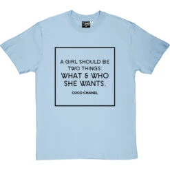 Coco Chanel "What & Who She Wants" T-Shirt -Tshirt Store coco what she wants tshirt 1 skybluetshirt