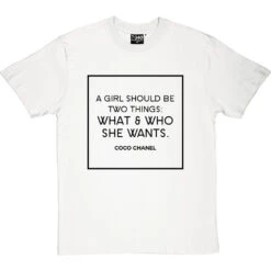 Coco Chanel "What & Who She Wants" T-Shirt -Tshirt Store coco what she wants tshirt 1 whitetshirt