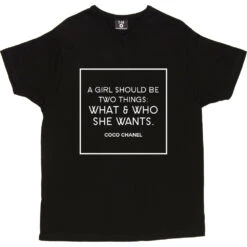 Coco Chanel "What & Who She Wants" T-Shirt -Tshirt Store coco what she wants tshirt 2 black mens v neck tshirt
