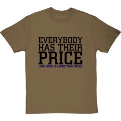 Everybody Has Their Price (and Mine Is Lower Than Most) T-Shirt -Tshirt Store everybody has their price tshirt 1 olivetshirt