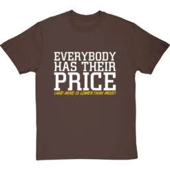 Everybody Has Their Price (and Mine Is Lower Than Most) T-Shirt -Tshirt Store everybody has their price tshirt 2 hazelnuttshirt