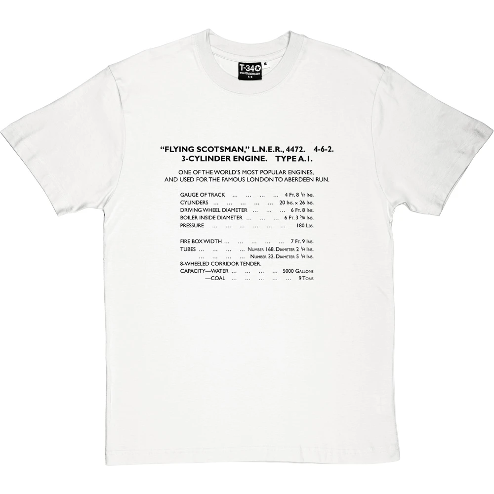 Flying Scotsman Specification T-Shirt 4 Flying Scotsman Specification T-Shirt - Image 4