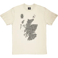 Scottish Gin Typography Map T-Shirt -Tshirt Store gin type map tshirt 1 naturaltshirt