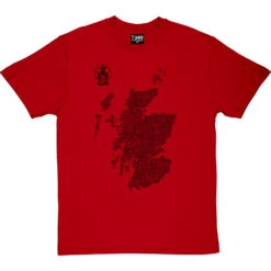 Scottish Gin Typography Map T-Shirt -Tshirt Store gin type map tshirt 1 redtshirt