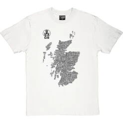 Scottish Gin Typography Map T-Shirt -Tshirt Store gin type map tshirt 1 whitetshirt