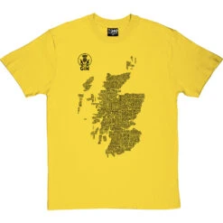 Scottish Gin Typography Map T-Shirt -Tshirt Store gin type map tshirt 1 yellowtshirt
