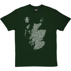 Scottish Gin Typography Map T-Shirt -Tshirt Store gin type map tshirt 2 bottlegreentshirt