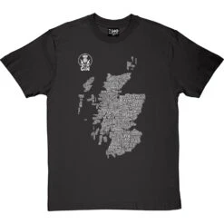 Scottish Gin Typography Map T-Shirt -Tshirt Store gin type map tshirt 2 charcoaltshirt