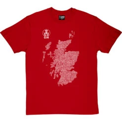 Scottish Gin Typography Map T-Shirt -Tshirt Store gin type map tshirt 2 redtshirt