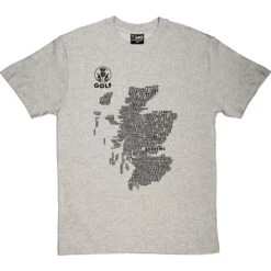 Scottish Golf Typography Map T-Shirt -Tshirt Store golf type map tshirt 1 lightoxfordtshirt