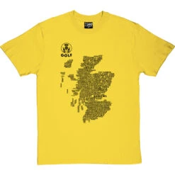 Scottish Golf Typography Map T-Shirt -Tshirt Store golf type map tshirt 1 yellowtshirt