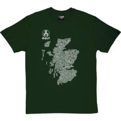 Scottish Golf Typography Map T-Shirt -Tshirt Store golf type map tshirt 2 bottlegreentshirt