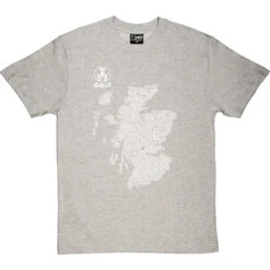Scottish Golf Typography Map T-Shirt -Tshirt Store golf type map tshirt 2 lightoxfordtshirt