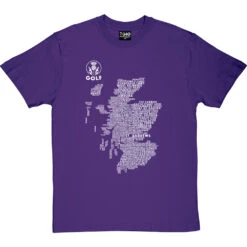 Scottish Golf Typography Map T-Shirt -Tshirt Store golf type map tshirt 2 purpletshirt