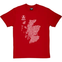 Scottish Golf Typography Map T-Shirt -Tshirt Store golf type map tshirt 2 redtshirt