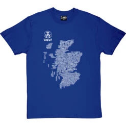 Scottish Golf Typography Map T-Shirt -Tshirt Store golf type map tshirt 2 royalbluetshirt