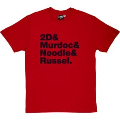 Gorillaz Line-Up T-Shirt -Tshirt Store gorillaz line up tshirt 1 redtshirt