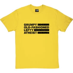 Grumpy Old-Fashioned Lefty Atheist T-Shirt -Tshirt Store grumpy lefty tshirt 1 yellowtshirt