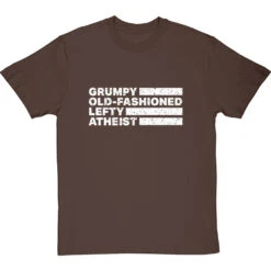 Grumpy Old-Fashioned Lefty Atheist T-Shirt -Tshirt Store grumpy lefty tshirt 2 hazelnuttshirt