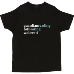 Guardian-Reading, Tofu-Eating, Wokerati T-Shirt -Tshirt Store guardian reading tofu eating wokerati tshirt 178 black mens v neck tshirt