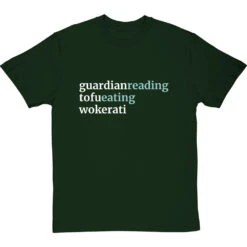 Guardian-Reading, Tofu-Eating, Wokerati T-Shirt -Tshirt Store guardian reading tofu eating wokerati tshirt 178 bottlegreentshirt