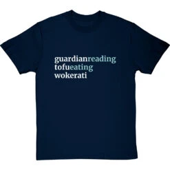 Guardian-Reading, Tofu-Eating, Wokerati T-Shirt -Tshirt Store guardian reading tofu eating wokerati tshirt 178 navybluetshirt