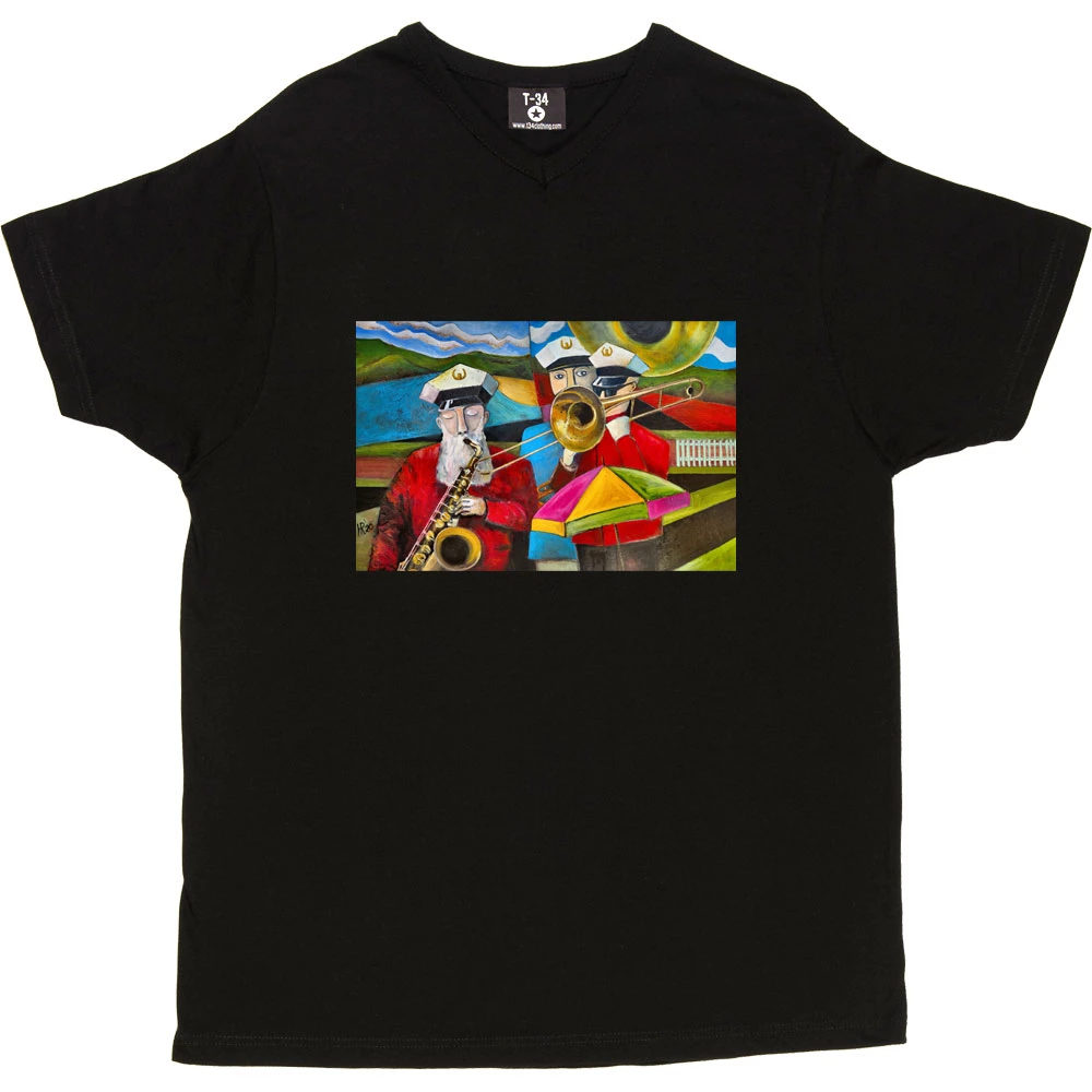 Three Musicians In Towneley Park By Hadrian Richards T-Shirt 3 Three Musicians In Towneley Park By Hadrian Richards T-Shirt - Image 3