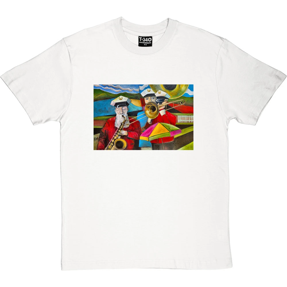 Three Musicians In Towneley Park By Hadrian Richards T-Shirt 2 Three Musicians In Towneley Park By Hadrian Richards T-Shirt - Image 2