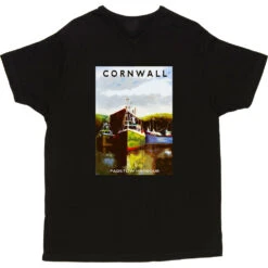 Cornwall: Padstow Harbour By Hadrian Richards T-Shirt -Tshirt Store hadrian richards cornwall padstow harbour tshirt black mens v neck tshirt