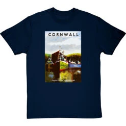 Cornwall: Padstow Harbour By Hadrian Richards T-Shirt -Tshirt Store hadrian richards cornwall padstow harbour tshirt navybluetshirt