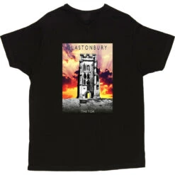 Glastonbury: The Tor By Hadrian Richards T-Shirt -Tshirt Store hadrian richards glastonbury the tor tshirt black mens v neck tshirt