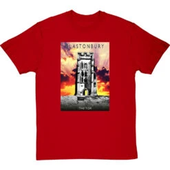 Glastonbury: The Tor By Hadrian Richards T-Shirt -Tshirt Store hadrian richards glastonbury the tor tshirt redtshirt