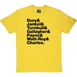Ian Dury & The Blockheads Line-Up T-Shirt -Tshirt Store ian dury blockheads line up tshirt 1 yellowtshirt