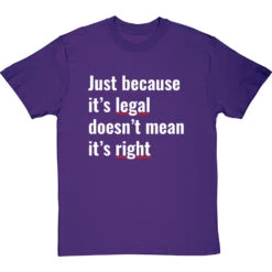 Just Because It's Legal Doesn't Mean It's Right T-Shirt -Tshirt Store just because its legal doesnt mean its right tshirt 2 purpletshirt