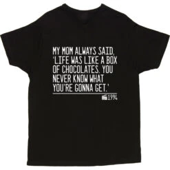 My Mom Always Said, 'Life Is Like A Box Of Chocolates' T-Shirt -Tshirt Store life was like a box of chocolates quote tshirt 2 black mens v neck tshirt