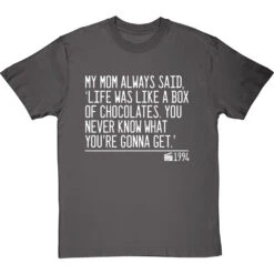My Mom Always Said, 'Life Is Like A Box Of Chocolates' T-Shirt -Tshirt Store life was like a box of chocolates quote tshirt 2 charcoaltshirt