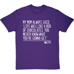 My Mom Always Said, 'Life Is Like A Box Of Chocolates' T-Shirt -Tshirt Store life was like a box of chocolates quote tshirt 2 purpletshirt