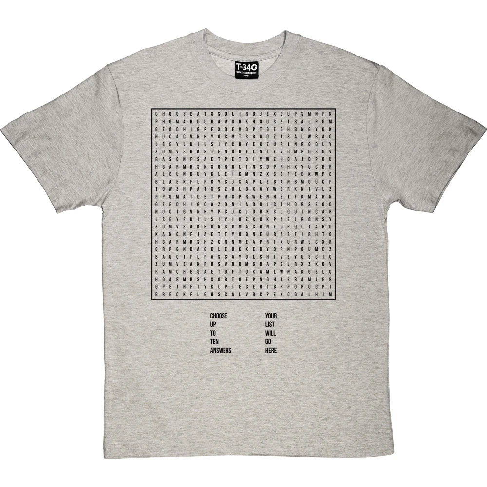 Personalised Word Search T-Shirt 2 Personalised Word Search T-Shirt - Image 2