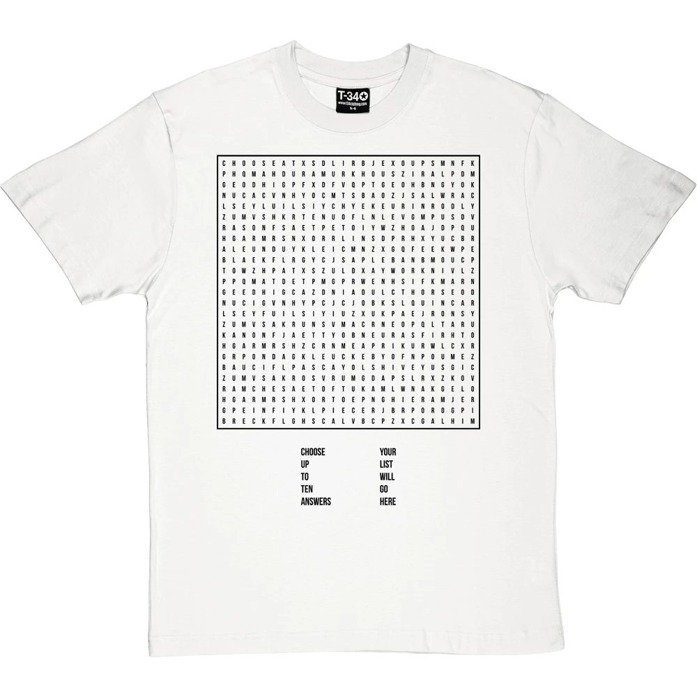 Personalised Word Search T-Shirt 4 Personalised Word Search T-Shirt - Image 4