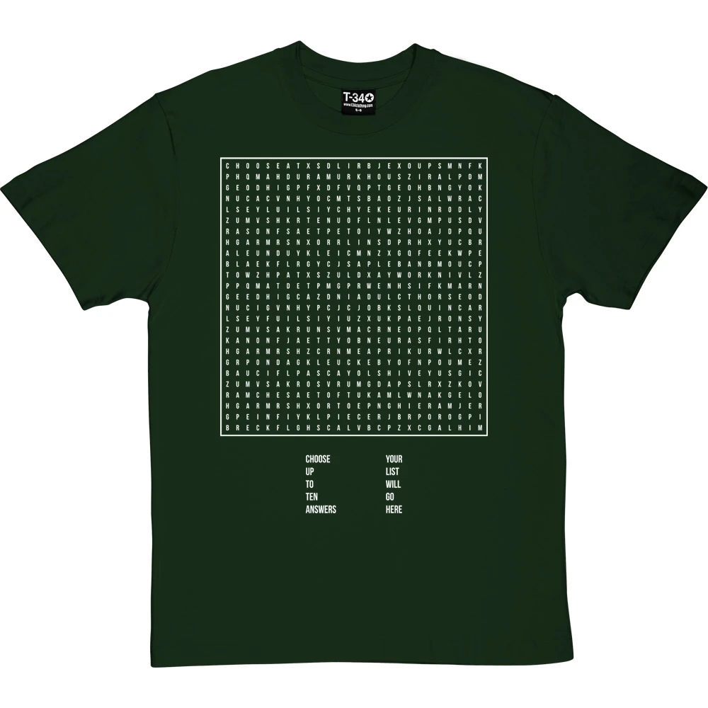 Personalised Word Search T-Shirt 19 Personalised Word Search T-Shirt - Image 19