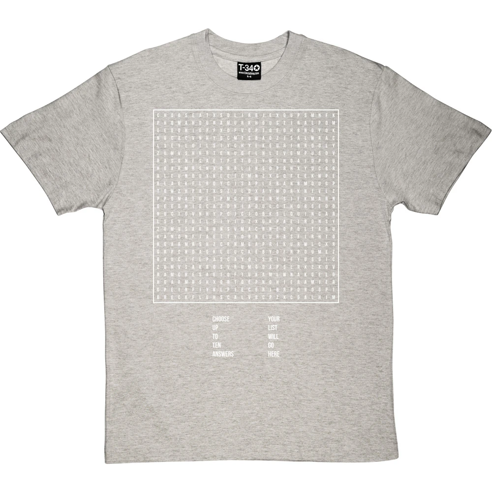Personalised Word Search T-Shirt 8 Personalised Word Search T-Shirt - Image 8